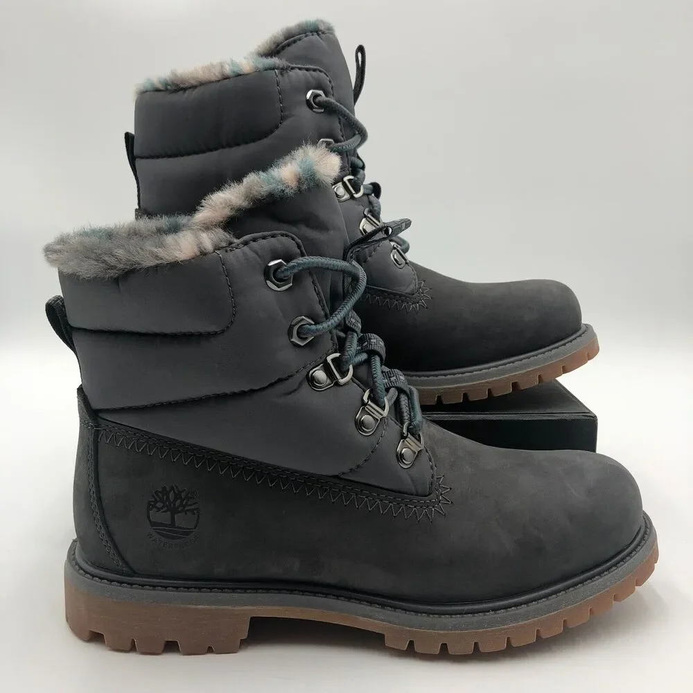 Women's Gray Winter Boots - Picture 2 of 16